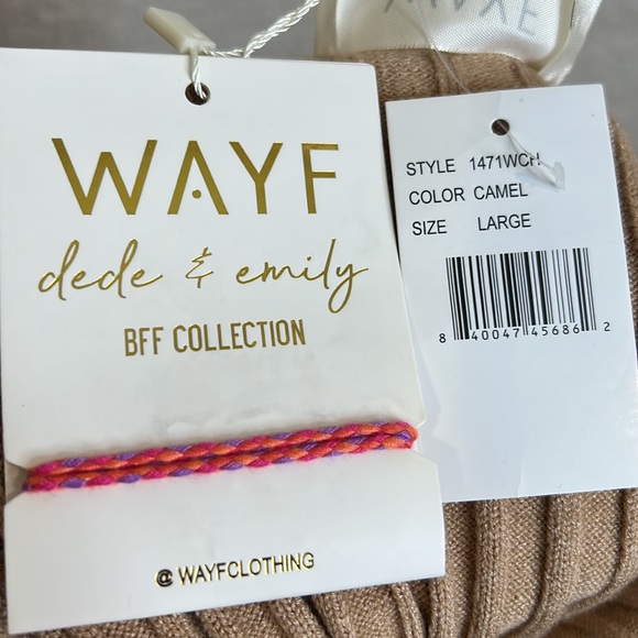 NWT WAYF x Dede & Emily Womens Tan Ribbed Knit Hollie Sweater Dress L LARGE - Picture 5 of 10